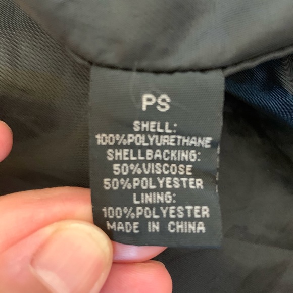 Baccini Black Vegan Faux Leather Moto Jacket Sz SP - Picture 6 of 11